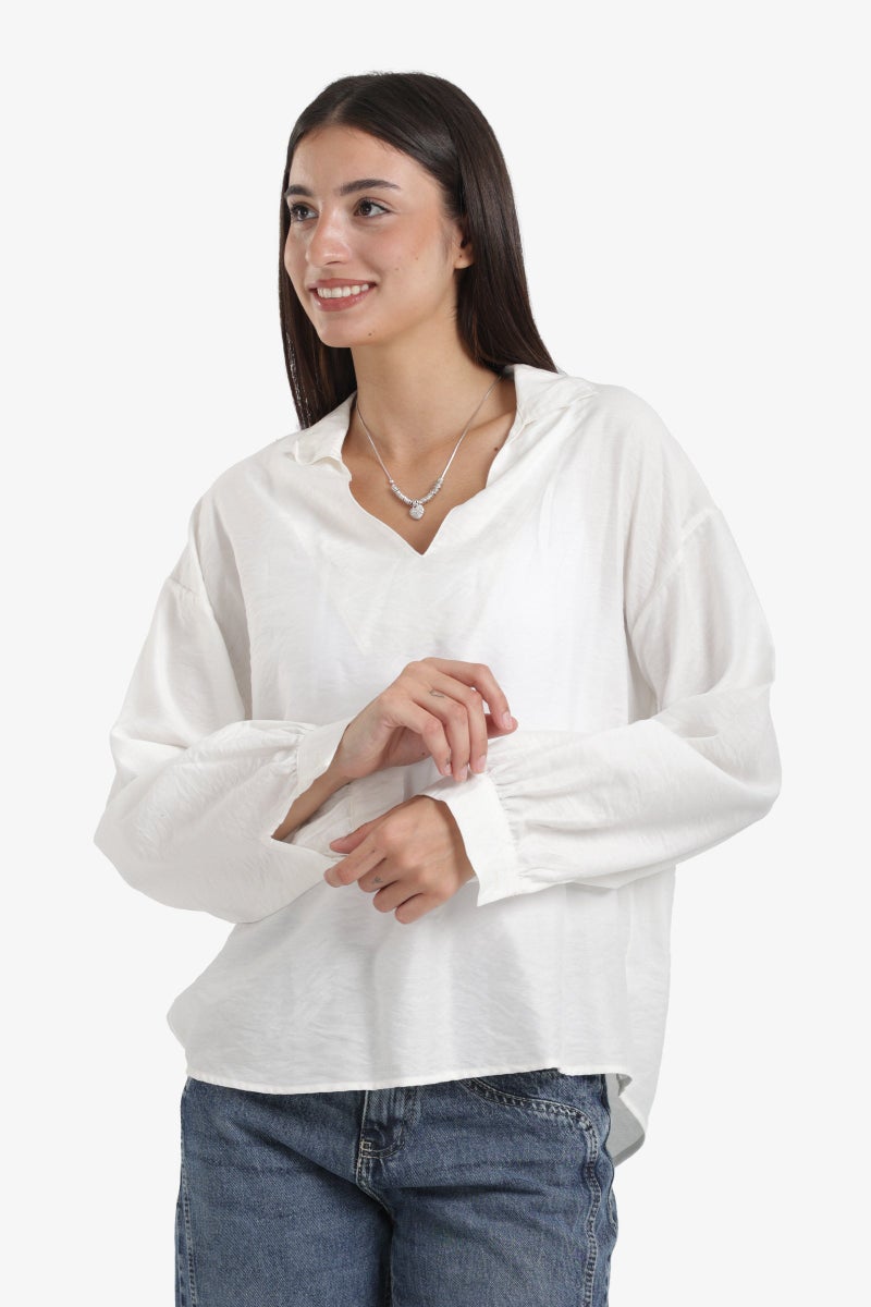 Clue V-Neck Tencel Blouse - Image 1